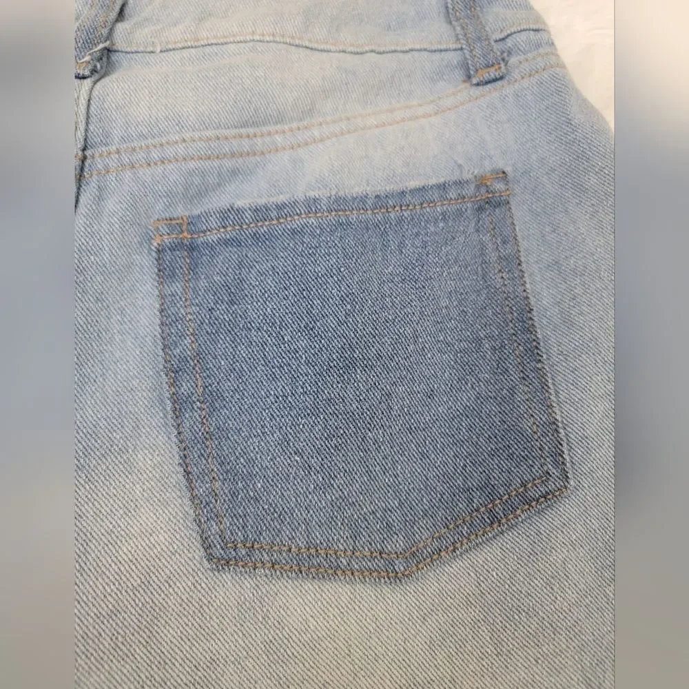 Time and Tru Denim Relaxed Fit High-Rise Patched Jean Short Light Wash
